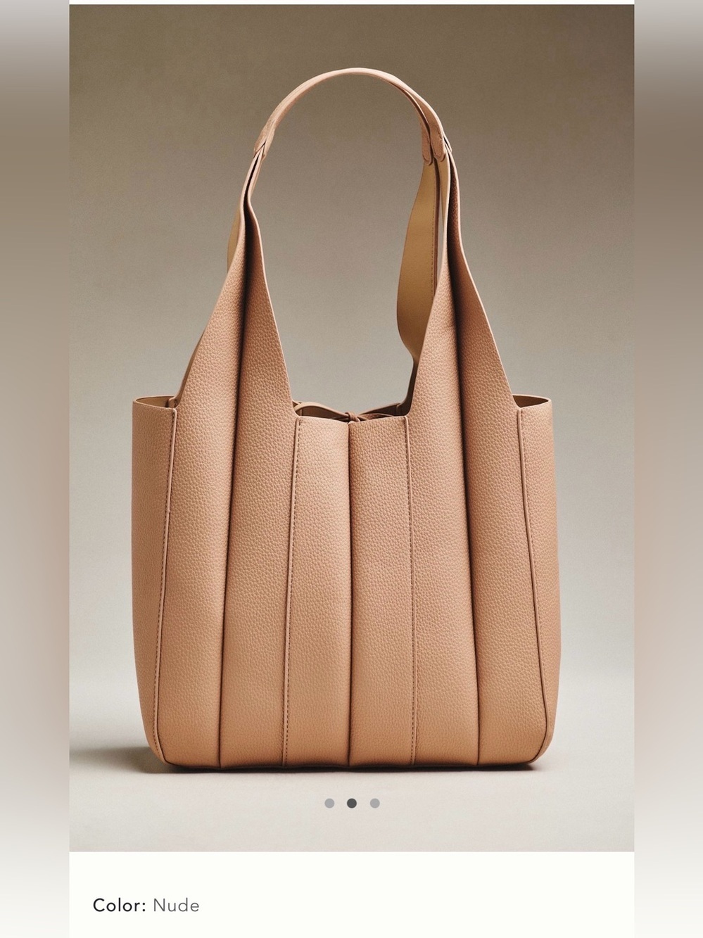 NWT new Anthropologie melie bianco Harper quilted tote bag + pouch beige nude